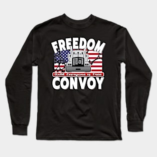 USA FREEDOM CONVOY USA FLAG - FREEDOM CONVOY 2022 -FLAG HEARTS WHITE LETTERS Long Sleeve T-Shirt